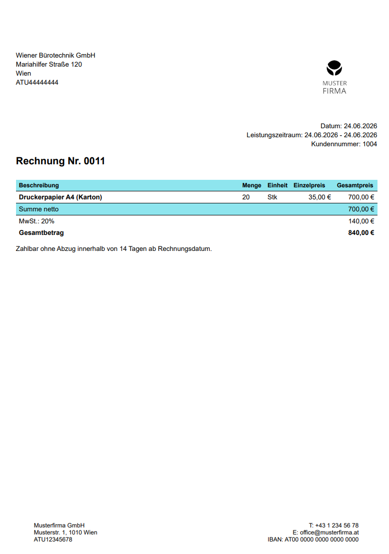 MK Faktura &ndash; Rechnung als PDF